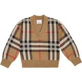 Polyamide Tops Children's Clothing Burberry Kid's Holly Checked Wool-Blend Sweater - Archive Beige