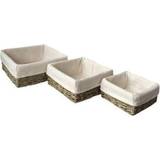 Baskets on sale of 3 Cotton Lined Square Seagrass Tray Brown Basket