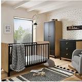 Black Bed Set Kid's Room CuddleCo Rafi 3 Piece Nursery Furniture Set Oak and Black
