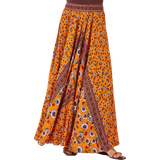Roman Boho Floral Print Maxi Skirt - Orange