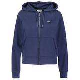 Lacoste Women Jumpers Lacoste Embroidered Logo Zipped Hoodie in Cotton Mix