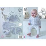 1-3M Accessories King Cole 4896 DK Pattern Baby Dress Cardigan Sweater & Hat