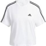 Adidas Women T-shirts adidas Essentials 3-Stripes Single Jersey Crop Top - White/Black