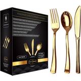 Jl prime 120 gold plastic silverware set, heavy duty gold plastic cutlery set