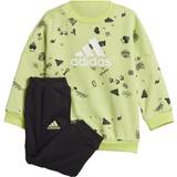 adidas Kid's Brand Love Crew Sweatshirt Set - Pulse Lime/Black/Black