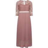 Yours Lace Pleated Maxi Dress Plus Size - Blush Pink