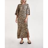 Ganni Tiger-Print Crinkled-Satin Maxi Dress 38/UK