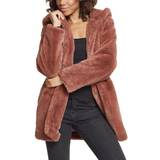 Urban Classics Women Coats Urban Classics Hooded Teddy Winter Coat - Pink