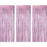 Ailexi Doorway Party Curtains Metallic Tinsel Pink 3-pack