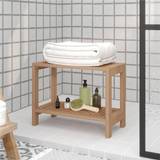 vidaXL wood teak shower bench shower