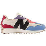 White Sport Shoes New Balance Kid's 327 Bungee Lace - Crimson with Black