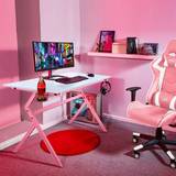 Cheap Gaming Desks Neo Direct - Pink Ergonomic pc Gaming Office with Headphone Hook