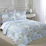 Emma Barclay Floral Patchwork Bedspread Blue