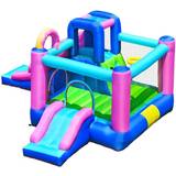 Fabric Jumping Toys Costway Inflatable Bounce Castle with Dual Slides & Climbing Wall without Blower