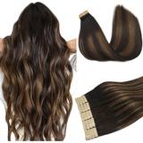 Brown Tape Extensions DOORES Tape in Hair Extensions 18 inch #2/6/2 Dark Brown to Chestnut Brown