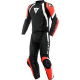 Motorcycle Suits Dainese AVRO LEATHER 2PCS SUIT BLACK-MATT/FLUO-RED/WHITE