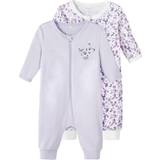 Organic Cotton Pyjamases Name It Baby Girls NBFNIGHTSUIT 2P Zip Flower NOOS Schlafstrampler, Purple Heather