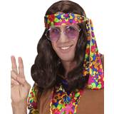 Hippie Short Wigs Fancy Dress Widmann John lennon style brown hippy wig