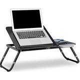 Laptop side table Relaxdays Laptop table wooden bed side storage tray
