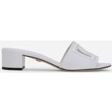 White Heeled Sandals Dolce & Gabbana Calfskin mules with DG Millennials logo