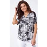 Jumpers Roman Palm Print Zip Front Stretch Top