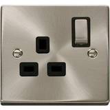Wall Switches Click Scolmore Deco Satin Chrome 1 Gang Double Pole Switch 13A With Ingot VPSC535BK