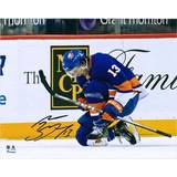 Mathew Barzal New York Islanders Autographed x Blue Jersey Goal Celebration Photograph