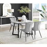 Metal Dining Tables Furniturebox Carson Light Grey/White Dining Table 80x120cm 5pcs