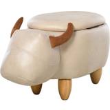 White Seating Stools Homcom Buffalo Shape Seating Stool