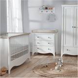 CuddleCo Clara 3pc White & Ash Nursery Furniture Set 3 Drawer Cot Bed Wardrobe