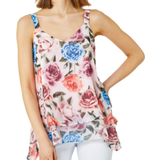 Roman Sleeveless Floral Double Layer Top - Light Pink