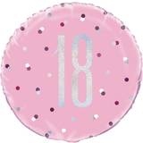 Text & Theme Balloons Unique 83369 Pink Packaged Round Mylar Balloon-18 Silver 1 Pc, Age 18