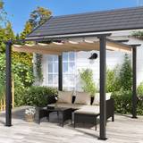 Garden & Outdoor Environment Bigzzia 3x3M Pergola with Retractable Sun Shade Canopy