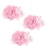 Pom Poms Unique Baby Shower Pink Floral Elephant Hanging Puffy Tissue Decorations 3ct
