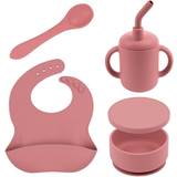 Baby Silicone Suction Weaning Set 4pc Dusty Rose