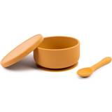 Baby Silicone Suction Bowl Spoon Set Ochre