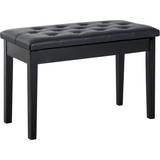 Black Stools & Benches Homcom PU Leather Piano Bench with Storage Makeup Dressing Stool Black