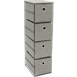 Grey Storage Boxes JVL Silva 4 Drawer Narrow Fabric Tower Storage Box