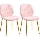 Pink Kitchen Chairs Homcom Velvet Kitchen Chair 2pcs