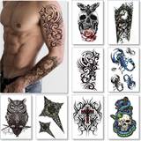 Temporary tattoos for men guys & teens fake tattoo stickers 8 large sheets ta