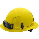 Safety Helmets on sale Milwaukee yellow full brim vented hard hat with 4pt ratcheting suspension typ