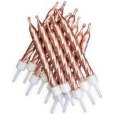 Anniversary House Cake Candles Spiral Metallic with Holders Rose Gold 12pcs