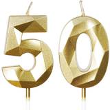 Cake Candles 50th Birthday Gold