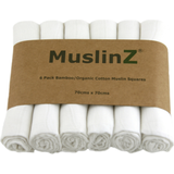 MuslinZ 6pk Bamboo/Organic Cotton Squares White