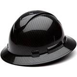 Black Safety Helmets Pyramex Full Brim RIDGELINE Hard Hat Shiny Black Graphite Pattern Point Suspension