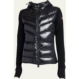 Moncler Clothing Moncler Grenoble Womens Black Quilted-panel Brand-appliqué Regular-fit Fleece Cardigan