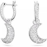 White Earrings Swarovski Luna White Rhodium Plated Moon Drop Earrings 5666157