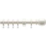 White Curtain Accessories Complete Wooden Curtain Pole Set