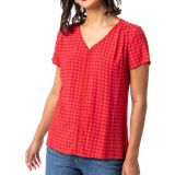 Red Blouses Roman Ditsy Embroidered Trim Detail Top - Red