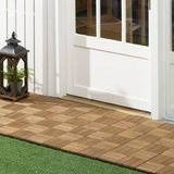 Outdoor Flooring OutSunny 27 Pcs Wooden Interlocking Decking Tiles Brown